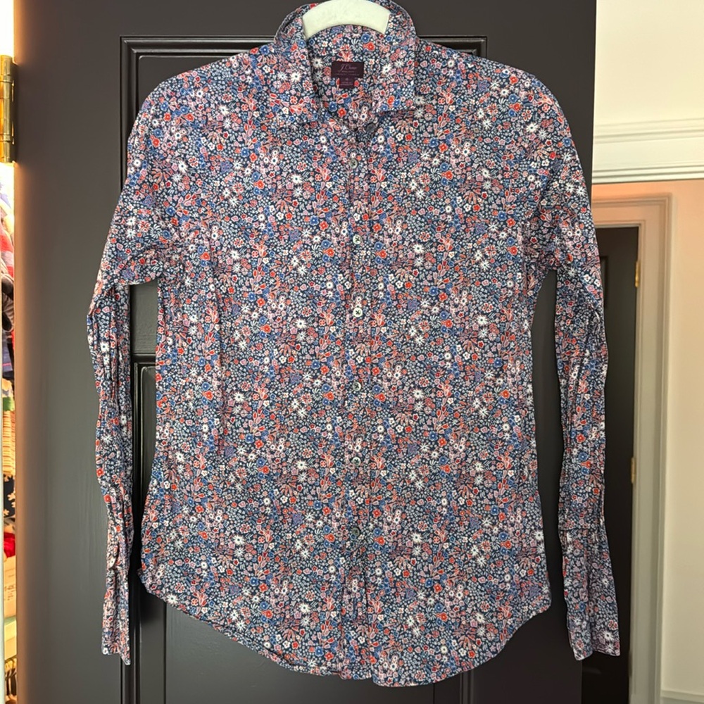 J. Crew made with Liberty Fabric button down shirt